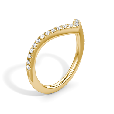 Just Brilliant Signature V Band, Pavé, petite, 18K Yellow Gold, upright view.