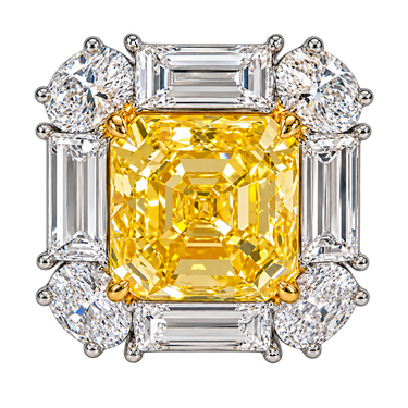 Soleils Majestueux Diamond Studs in 18K white and yellow gold, single-earring detail