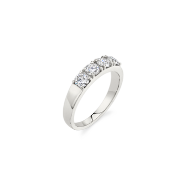 Just Brilliant Tetrad Diamond Ring in 18K White Gold, upright view.