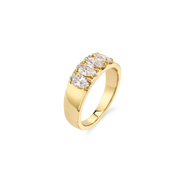 Just Brilliant Tetrad Diamond Ring in 18K Yellow Gold, upright view.
