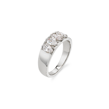 Just Brilliant Tetrad Diamond Ring in 18K White Gold, upright view.