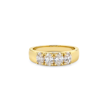 Just Brilliant Tetrad Diamond Ring in 18K Yellow Gold, front view.