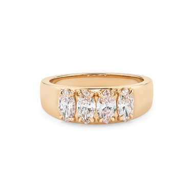 Just Brilliant Tetrad Diamond Ring in 18K Rose Gold, front view.