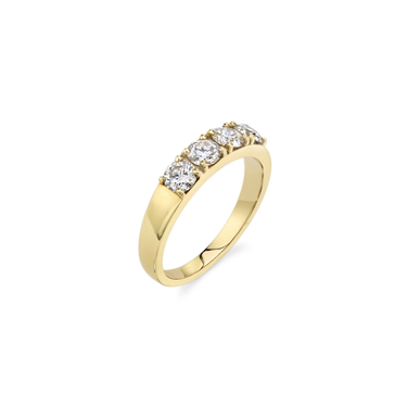 Just Brilliant Tetrad Diamond Ring in 18K Yellow Gold, upright view.
