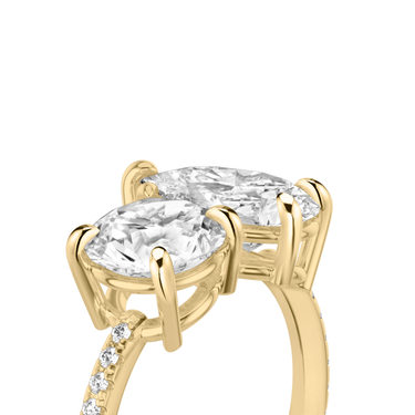 Just Brilliant Toi et Moi Diamond Ring — Pavé / Round Brilliant + Pear — 18K Yellow Gold — detail view