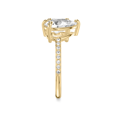 Just Brilliant Toi et Moi Diamond Ring — Pavé / Round Brilliant + Pear — 18K Yellow Gold — side view