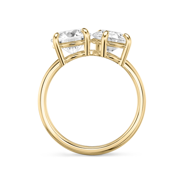 Just Brilliant Toi et Moi Diamond Ring — Plain / Round Brilliant + Pear — 18K Yellow Gold — profile view
