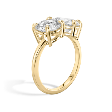 Just Brilliant Toi et Moi Diamond Ring — Plain / Round Brilliant + Pear — 18K Yellow Gold — upright view