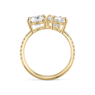 Just Brilliant Toi et Moi Diamond Ring — Pavé / Round Brilliant + Oval — 18K Yellow Gold — profile view