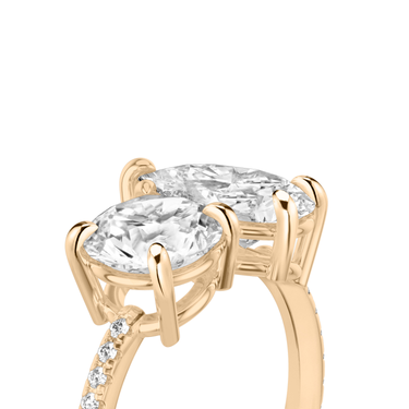 Just Brilliant Toi et Moi Diamond Ring — Pavé / Round Brilliant + Pear — 18K Rose Gold — detail view