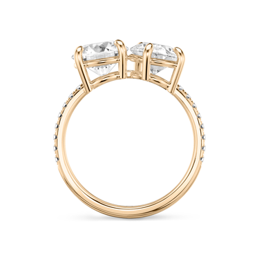 Just Brilliant Toi et Moi Diamond Ring — Pavé / Round Brilliant + Pear — 18K Rose Gold — profile view