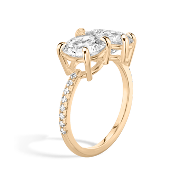 Just Brilliant Toi et Moi Diamond Ring — Pavé / Round Brilliant + Pear — 18K Rose Gold — upright view
