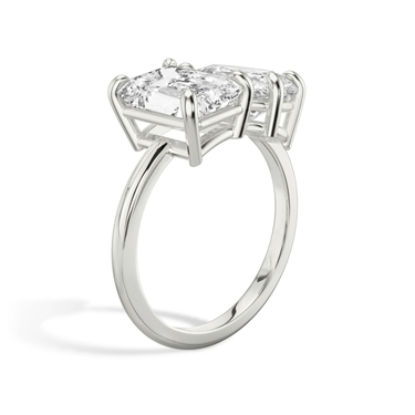Just Brilliant Toi et Moi Diamond Ring — Plain / Emerald + Pear — 18K White Gold — upright view