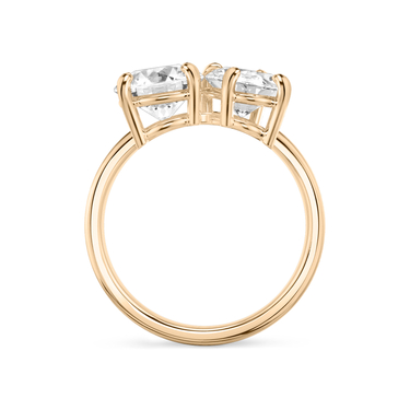 Just Brilliant Toi et Moi Diamond Ring — Plain / Round Brilliant + Oval — 18K Rose Gold — profile view