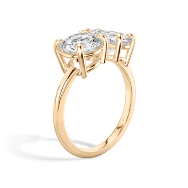 Just Brilliant Toi et Moi Diamond Ring — Plain / Round Brilliant + Oval — 18K Rose Gold — upright view
