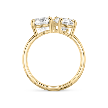 Just Brilliant Toi et Moi Diamond Ring — Plain / Round Brilliant + Oval — 18K Yellow Gold — profile view