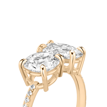 Just Brilliant Toi et Moi Diamond Ring — Pavé / Round Brilliant + Oval — 18K Rose Gold — detail view