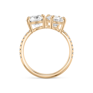 Just Brilliant Toi et Moi Diamond Ring — Pavé / Round Brilliant + Oval — 18K Rose Gold — profile view
