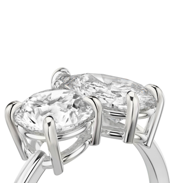 Just Brilliant Toi et Moi Diamond Ring — Plain / Round Brilliant + Pear — 18K White Gold — detail view