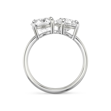 Just Brilliant Toi et Moi Diamond Ring — Plain / Round Brilliant + Pear — 18K White Gold — profile view