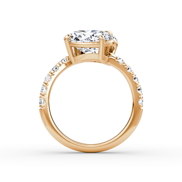 Just Brilliant Toi et Moi Bypass ring, pavé round brilliant and oval, 18K Rose Gold, profile view