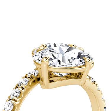 Just Brilliant Toi et Moi Bypass ring, pavé round brilliant and oval, 18K Yellow Gold, oblique2 view