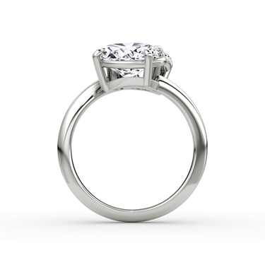 Just Brilliant Toi et Moi Bypass ring, plain band, round brilliant and oval diamonds, 18K White Gold, profile view