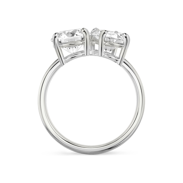 Just Brilliant Toi et Moi Diamond Ring — Plain / Round Brilliant + Oval — 18K White Gold — profile view