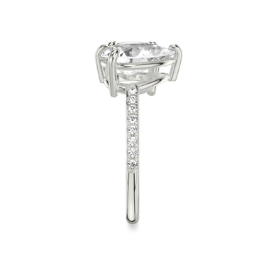 Just Brilliant Toi et Moi Diamond Ring — Pavé / Round Brilliant + Pear — 18K White Gold — side view