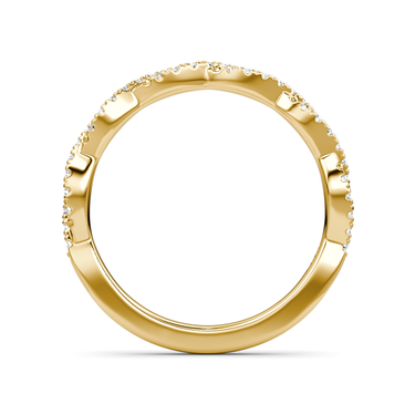 Just Brilliant twisted band — double pave twisted — 18K Yellow Gold — profile view