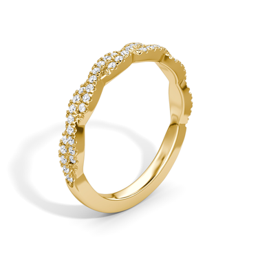 Just Brilliant twisted band — double pave twisted — 18K Yellow Gold — upright view