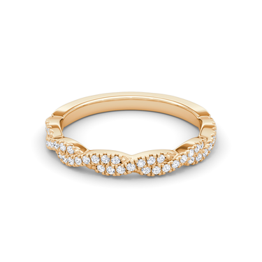 Just Brilliant twisted band — double pave twisted — 18K Rose Gold — front view