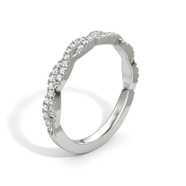 Just Brilliant twisted band — double pave twisted — 18K White Gold — upright view