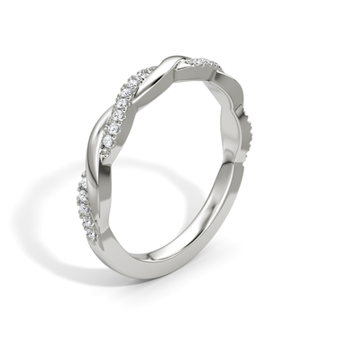 Just Brilliant twisted band — pave twisted — 18K White Gold — upright view
