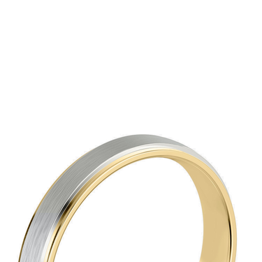 Just Brilliant 4mm Two-Tone Wedding Band in 18K White Gold and Yellow Gold, detail view
