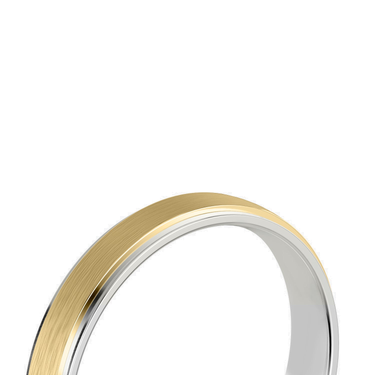 Just Brilliant 4mm Two-Tone Wedding Band in 18K Yellow Gold and White Gold, detail view