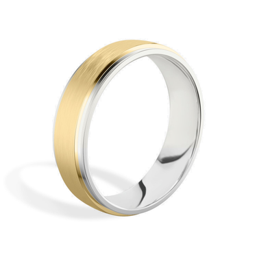 Just Brilliant 6mm Two-Tone Wedding Band in 18K Yellow Gold and White Gold, upright view