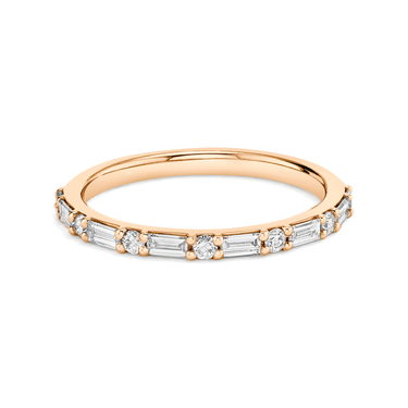 Just Brilliant Alternating Shapes Band in 18K Rose Gold, front view.