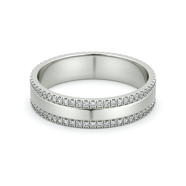 Just Brilliant Pave Cigar Band in 18K White Gold, front view.