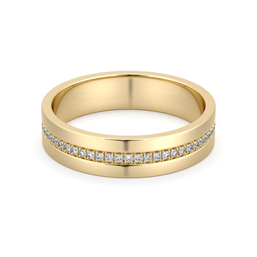 Just Brilliant Pave Cigar Band in 18K Yellow Gold, front view.