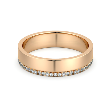 Just Brilliant Pave Cigar Band in 18K Rose Gold, front view.