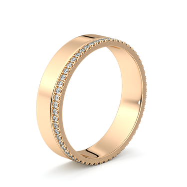 Just Brilliant Pave Cigar Band in 18K Rose Gold, upright view.