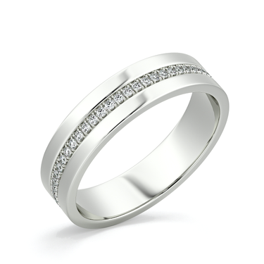 Just Brilliant Pave Cigar Band in 18K White Gold, oblique view.