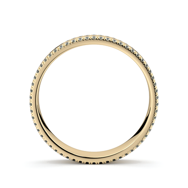 Just Brilliant Pave Cigar Band in 18K Yellow Gold, profile view.