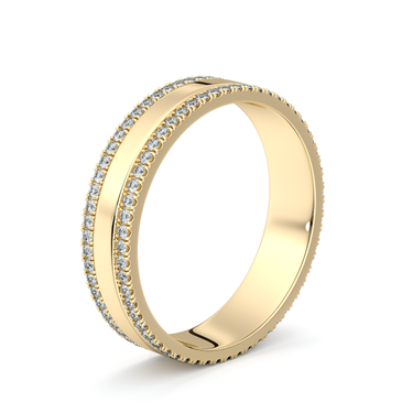 Just Brilliant Pave Cigar Band in 18K Yellow Gold, upright view.