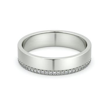 Just Brilliant Pave Cigar Band in 18K White Gold, front view.