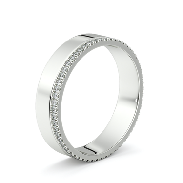 Just Brilliant Pave Cigar Band in 18K White Gold, upright view.