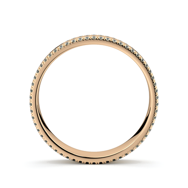 Just Brilliant Pave Cigar Band in 18K Rose Gold, profile view.