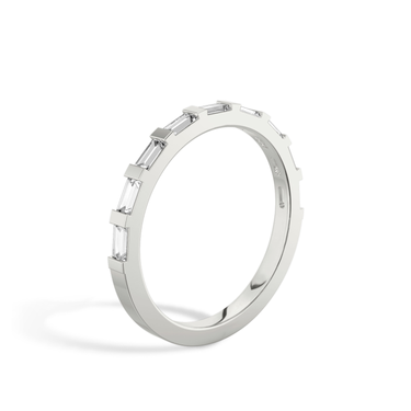 Just Brilliant Baguette Bar Band, 18K White Gold, upright view, unengraved