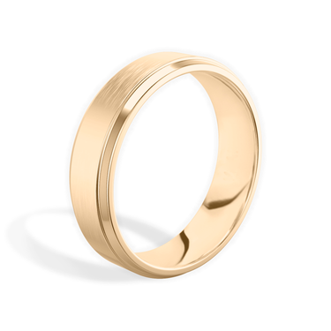 Just Brilliant Brushed Bevel Band, 18K Rose Gold, upright view, unengraved